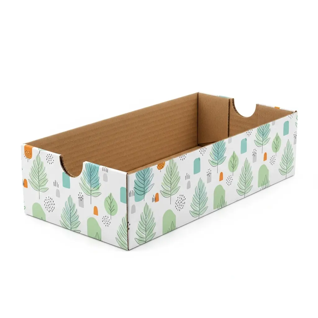 printed open display tray